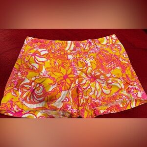 Lily Pulitzer Callahan Pink and Yellow Bermuda Shorts Sz 12 GREAT uc